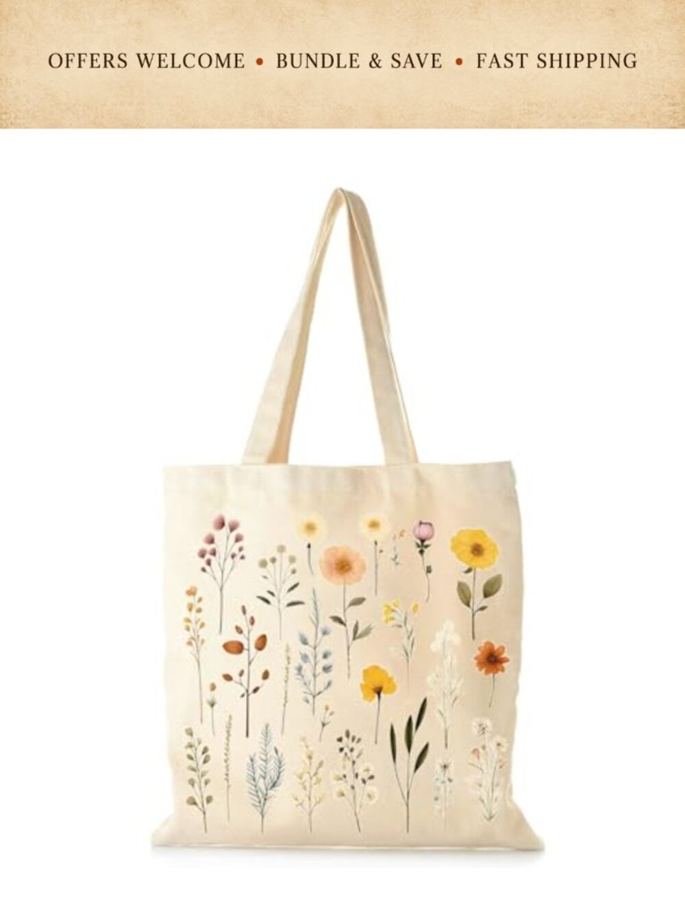Canvas Tote Bag 16x14 Reusable Cotton Grocery Shopper